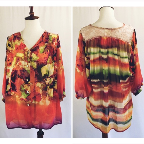 Anthropologie Tops - anthropologie fig & flower floral lace top
